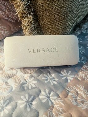 Versace White Sunglasses Case with Gold Logo